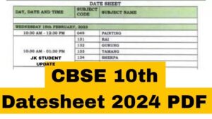 CBSE 10th Date Sheet 2025 Released, Exam Date And Time Table @Cbse.gov.in